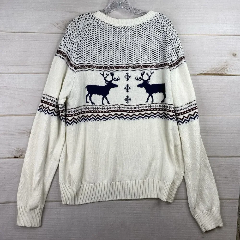 St. John's Bay Sweater Mens XL 100% Cotton Crew-Neck Pullover Deer Country NWT